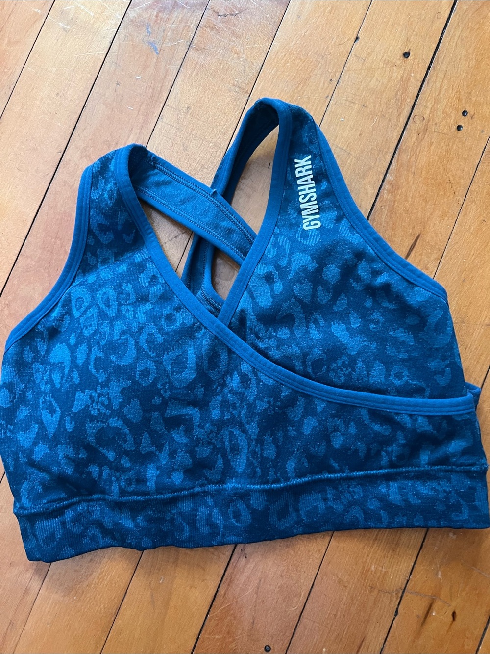 Gymshark Teal Leopard Seamless Sports Bra